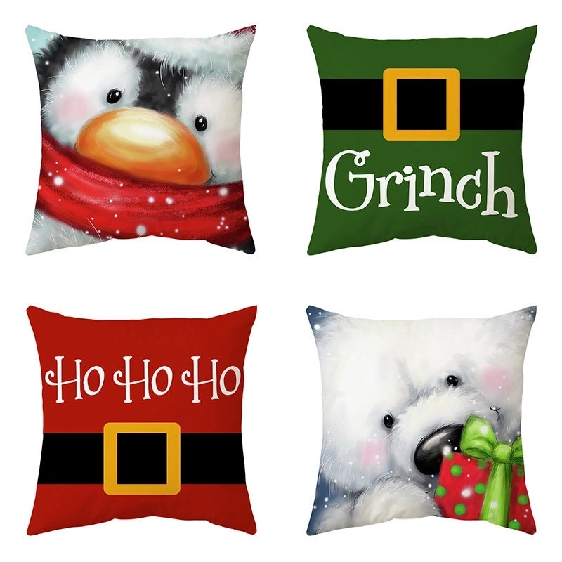 Christmas Tree Santa Elk Holiday Polyester Pillow Covers|Home Decor Pillows