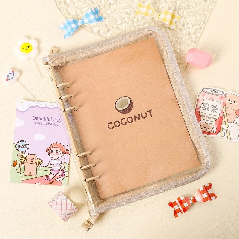 Transparent PVC Soft Shell Zippered Loose-Leaf Notebook Bag A5 A6 Style|Stationery & Office Supplies