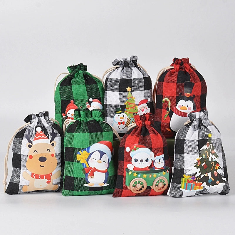 Christmas Party Candy Bag with Snowman Snowflake and Christmas Tree Design | Holiday Gift Bags