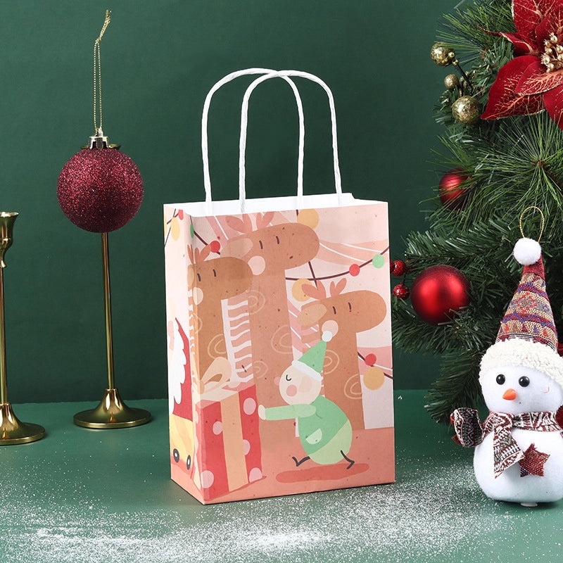 Christmas Cute Santa Claus Christmas Tree Kraft Paper Gift Bags for Party Festival Wrapping|Gift Wrapping Supplies