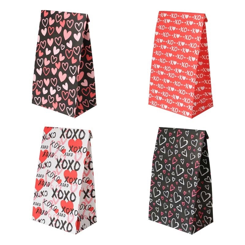 Romantic Red Heart Kraft Paper Gift Bags for Valentine's Day Date Wrapping Supplies 1 Set|Gift Wrapping Supplies