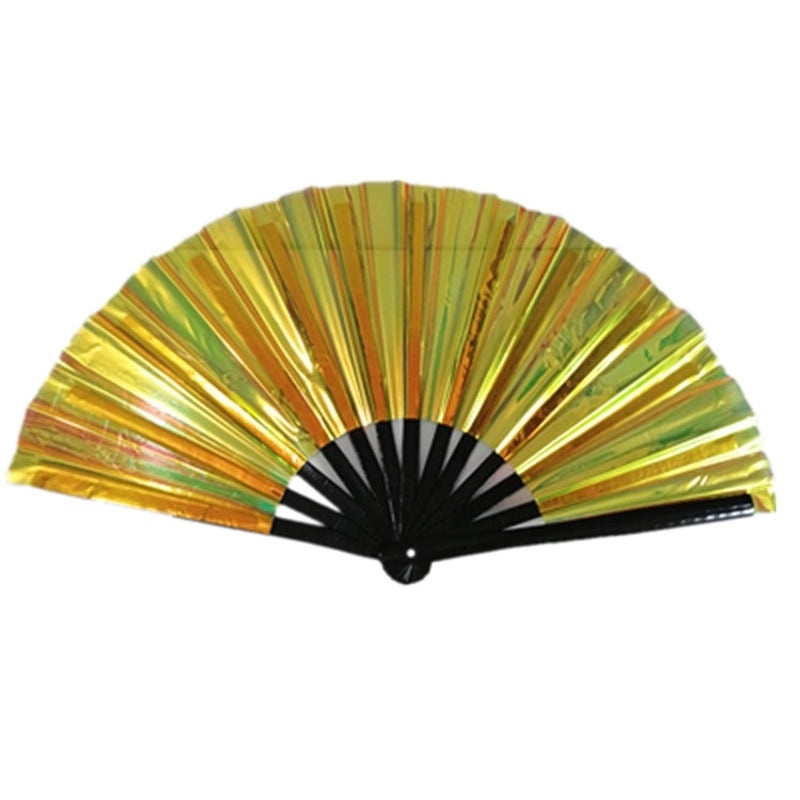 10-inch Solid Color Bamboo Folding Fan with Laser Pattern | Fashion Accessories Fan