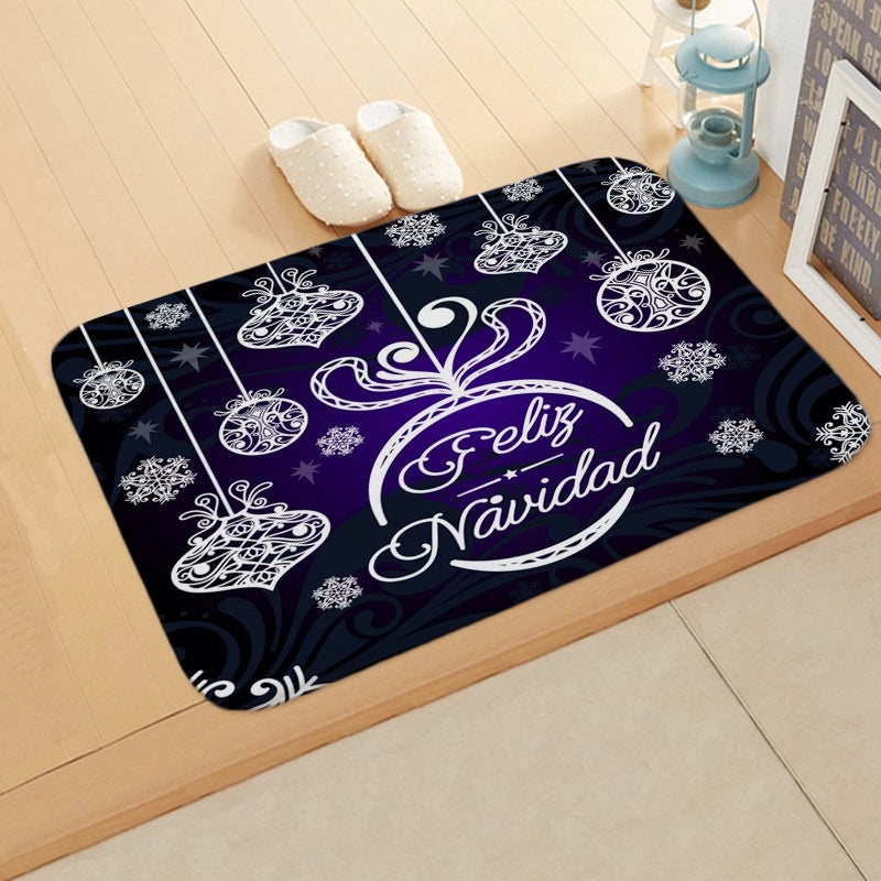 Festive Christmas Tree and Snowflake Flannel Floor Mat | Home Decor & Seasonal Rugs