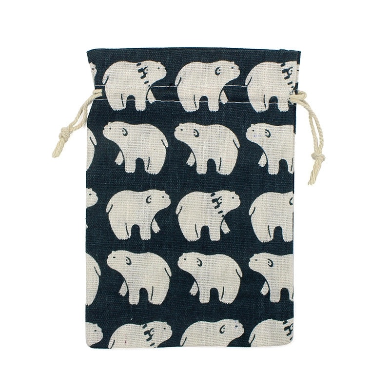 Stylish Printed Cotton Linen Cosmetic Pouch with Hand Strap for Travel Storage|Cosmetic Bags & Cases