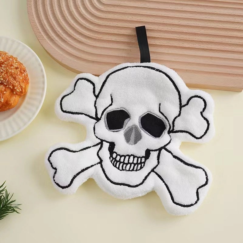 Halloween Cartoon Hanging Hand Towel for Kids Small Tower Skull Bat Design|Home & Kitchen > Bath > Bath Towels