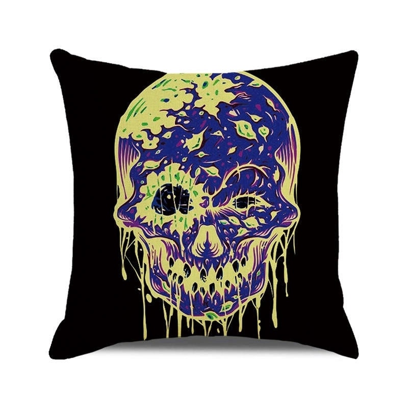 Halloween Skull Cotton Pillow Covers Retro Punk Style for Couch Sofa Decor|Home Decor & Pillows
