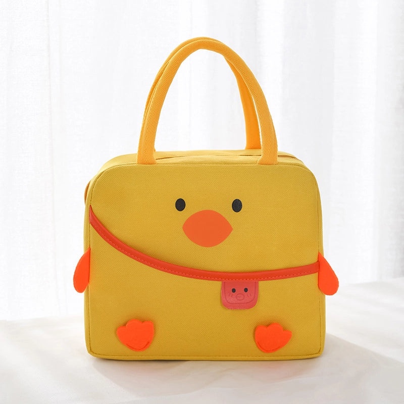 Cute Yellow Duck Insulated Lunch Bag Canvas Handbag for Kids Food Storage|Lunch Bags & Coolers