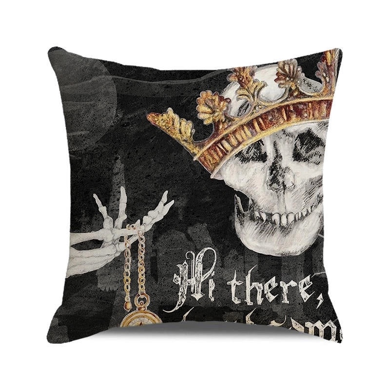 Halloween Skull Cotton Pillow Covers Retro Punk Style for Couch Sofa Decor|Home Decor & Pillows