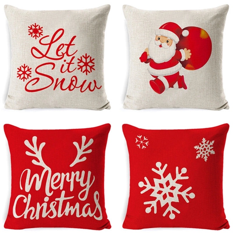 Christmas Geometric Snowflake Cartoon Cushion Cover for Couch Sofa | Home Decor & Cushions