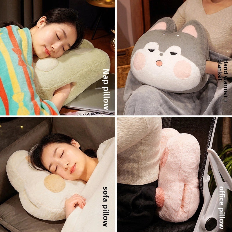 Winter Thickened Pillow Quilt Dual-Use Car Blanket Office Nap Pillow Hand Warmer Student Dormitory|Home & Living Bedding