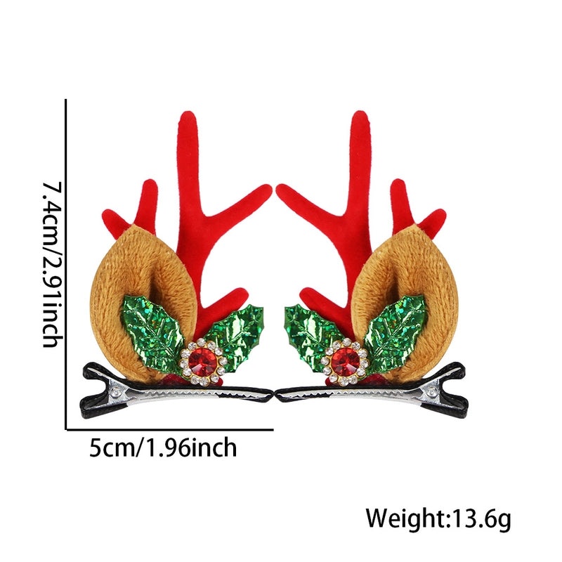 Festive Cartoon Reindeer Antler Hairpin Plastic Christmas Party Accessory|Holiday Party Accessories