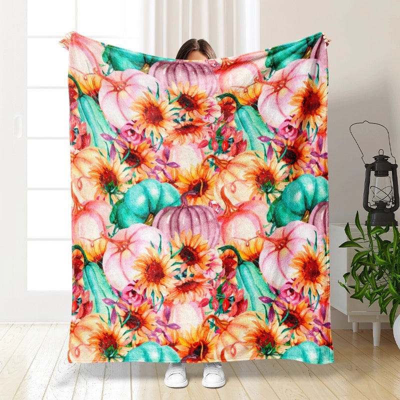 Halloween Cozy Pumpkin Bat Ghost Polyester Throw Blanket | Home Decor & Blankets