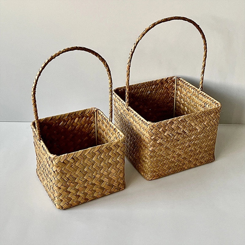 Pastoral Solid Color Wicker Straw Handbag Chic Bohemian Style|Women's Accessories Bags & Purses