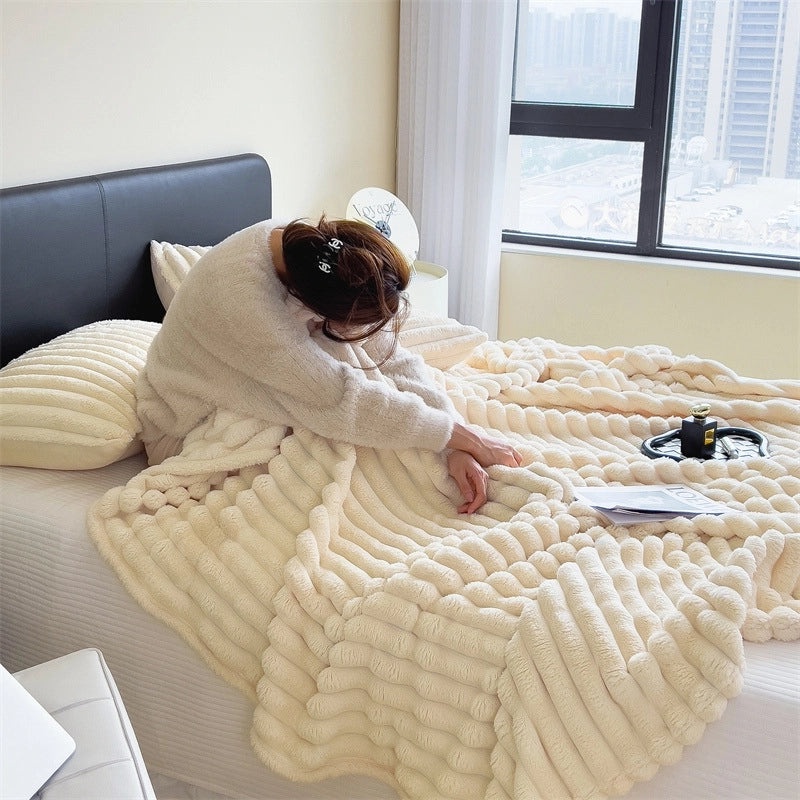 Rabbit Plush Multi-use Nap Blanket Soft Summer Aircon Quilt Small Sofa Car Cover Blanket|Home & Living Textiles