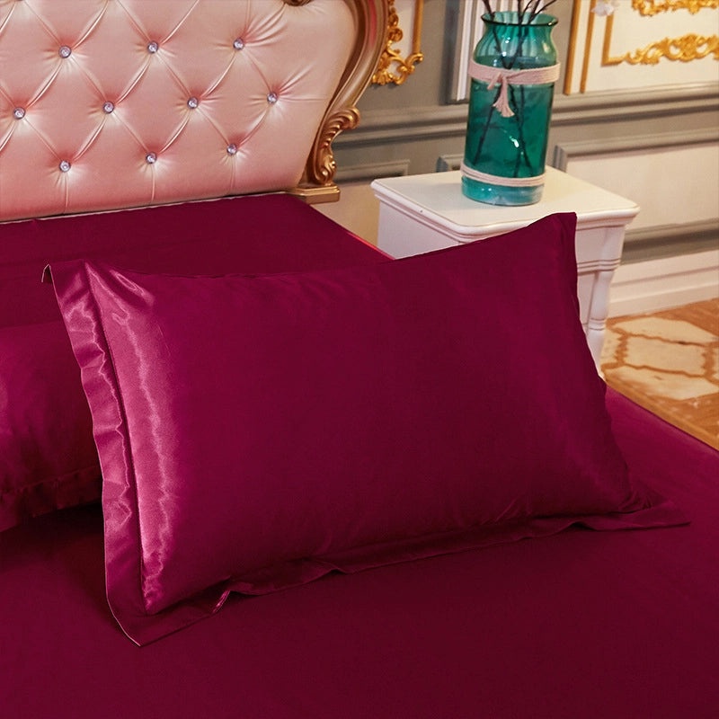 Solid Color Silk Pillowcase Single Satin Ice Silk Pillowcase | Home Textiles & Bedding
