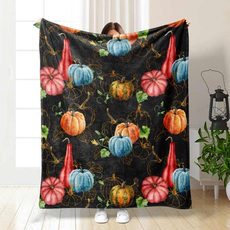 Halloween Cozy Pumpkin Bat Ghost Polyester Throw Blanket | Home Decor & Blankets