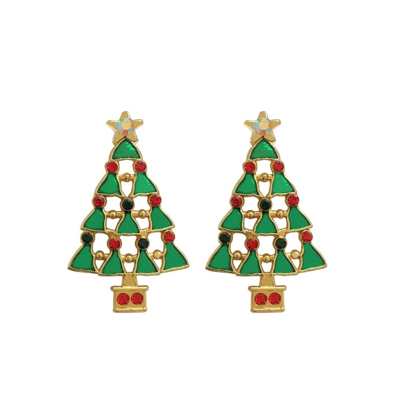 Christmas Cute Minimalist Alloy Christmas Tree Santa Claus Snowman Party Festival Decoration|Holiday Jewelry Accessories