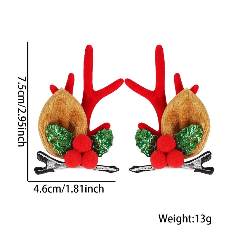 Festive Cartoon Reindeer Antler Hairpin Plastic Christmas Party Accessory|Holiday Party Accessories