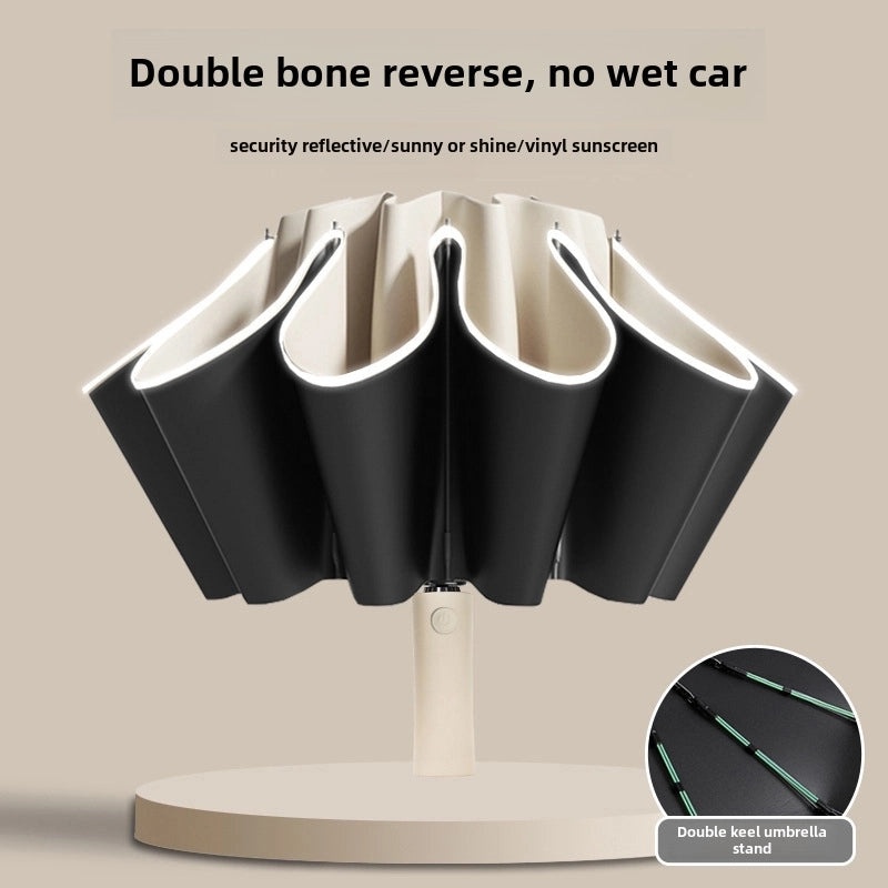 20-Rib Automatic Reverse Umbrella for Men and Women | Windproof Large Folding Sun & Rain Protection | Travel Umbrella Black Coating|Umbrellas & R