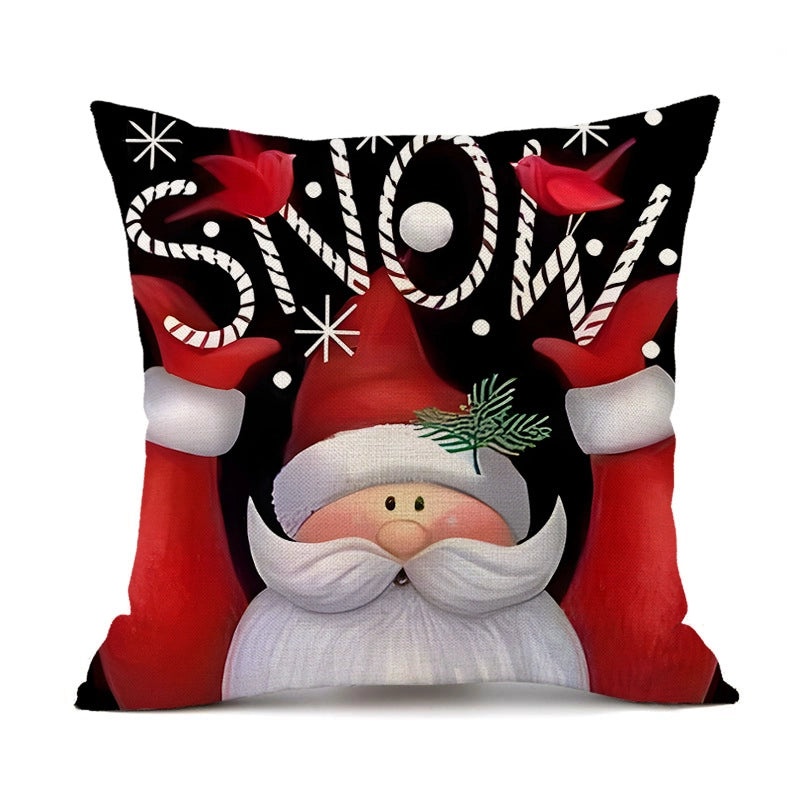 Christmas Linen Santa Claus Pillow Covers for Couch Sofa Decor Cozy Casual Holiday Accents|Home Decor & Pillows