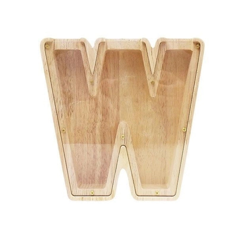 Personalized Wooden English Letter Piggy Bank Coin Cash Box|Home Decor & Storage