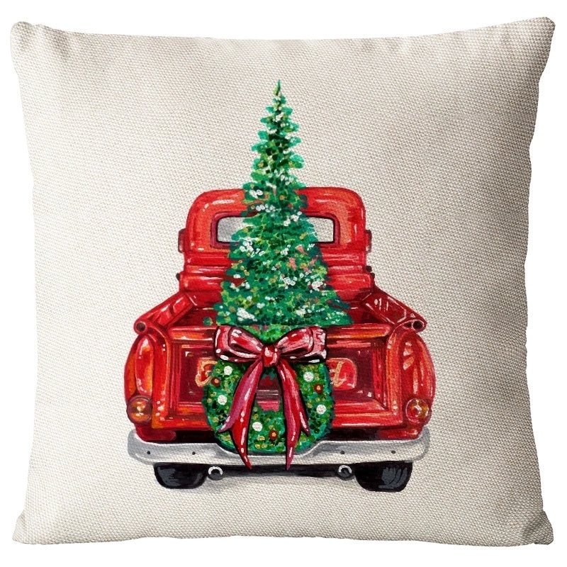 Festive Santa Snowman Linen Pillow Covers for Couch Sofa Holiday Home Decor | Home Decor & Pillows