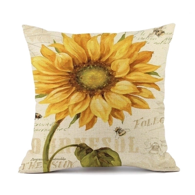 Rustic Sunflower Linen Pillow Covers|Home Decor Pillows