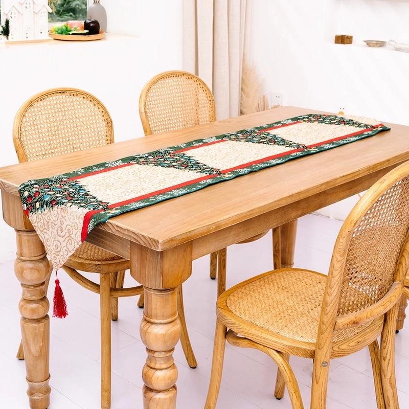 Festive Knitted Christmas Table Runner Cozy Holiday Table Decoration|Home Decor