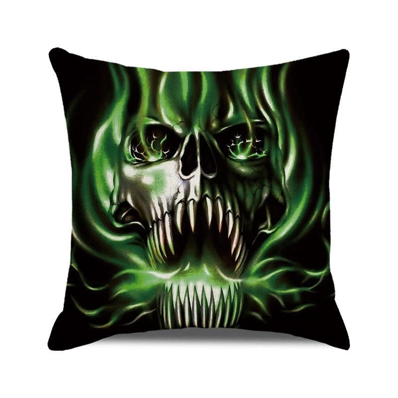 Halloween Skull Cotton Pillow Covers Retro Punk Style for Couch Sofa Decor|Home Decor & Pillows