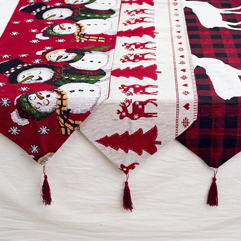 Festive Christmas Tree and Snowman Party Tablecloth for Holiday Decor|Home & Kitchen Decorations