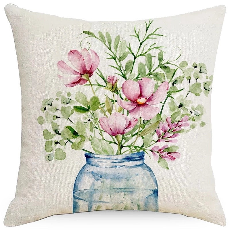 Rustic Floral Linen Pillow Covers | Home Decor & Bedding