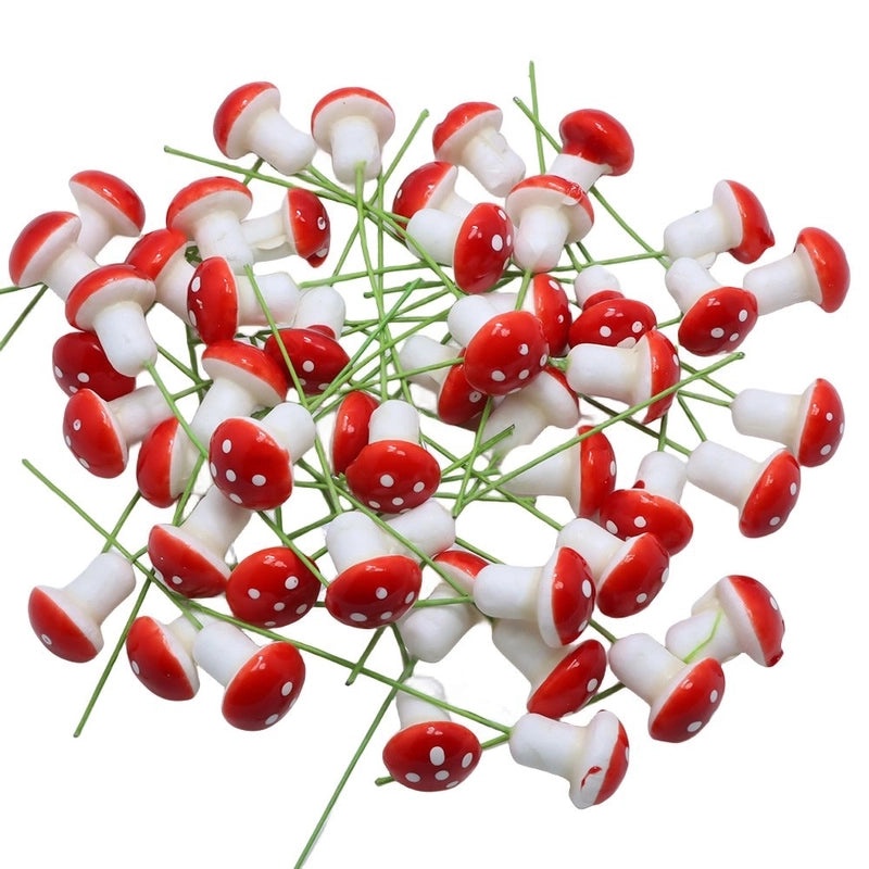 100 Pieces Pastoral Style Plastic Mushroom Decorations for Crafts and Home Decor|Home Decor & Craft Supplies