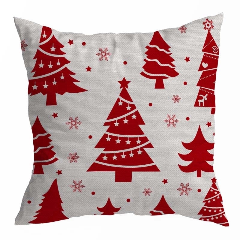 Festive Linen Pillow Covers with Christmas Tree Design|Home Decor Pillows