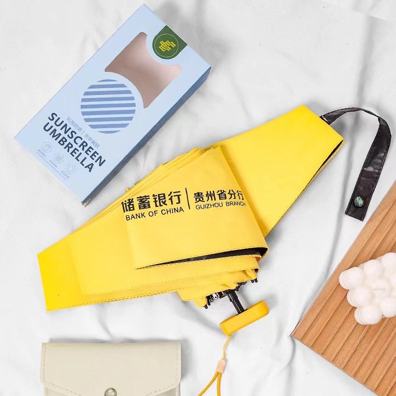 Mini Five-Fold Compact Umbrella | Portable Sun Shade Pocket Umbrella for Sun Protection with Custom Logo | Gifts & Promotional Products