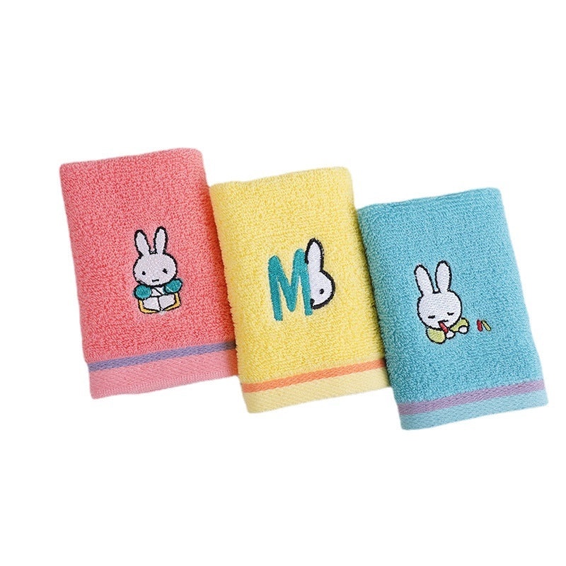Cotton Square Towel 25x25cm Soft Absorbent Embroidered Face Hand Towel for Kindergarten|Home Textiles