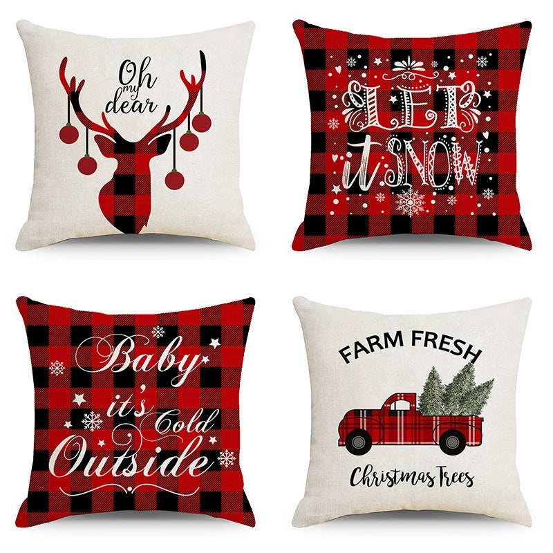 Christmas Holiday Pillow Cover Set for Sofa Home Decor|Home Decor & Living Room Accessories