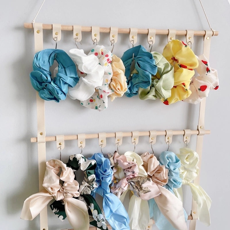 Minimalist Solid Color PU Leather Beech Wood Stainless Steel Storage Bag Organizer|Home Storage & Organization