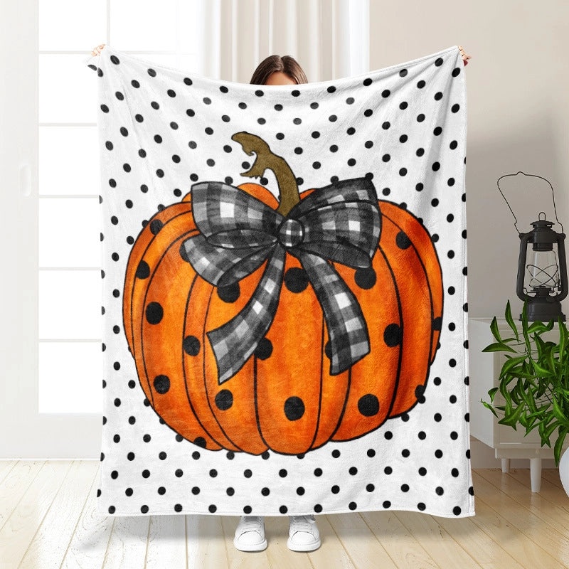 Halloween Cozy Pumpkin Bat Ghost Polyester Throw Blanket | Home Decor & Blankets