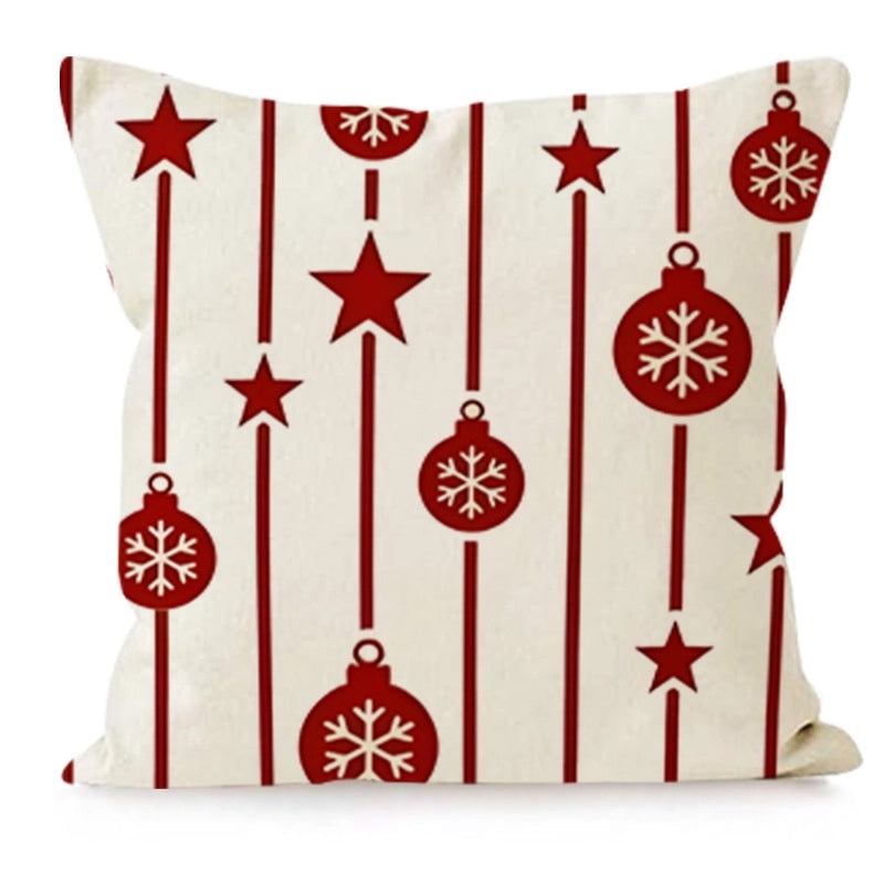Nordic Christmas Linen Pillow Covers with Snowflake & Letter Design | Home Decor & Pillows