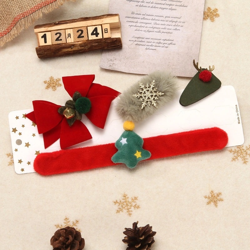 Festive Christmas Hair Clip Set with Santa Hat Snowman and Elk Designs|Holiday Accessories