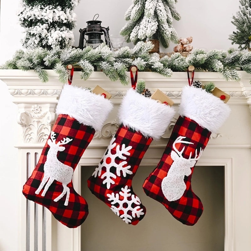 Festive Red Black Plaid Christmas Tree Socks Pendant | Jewelry & Accessories