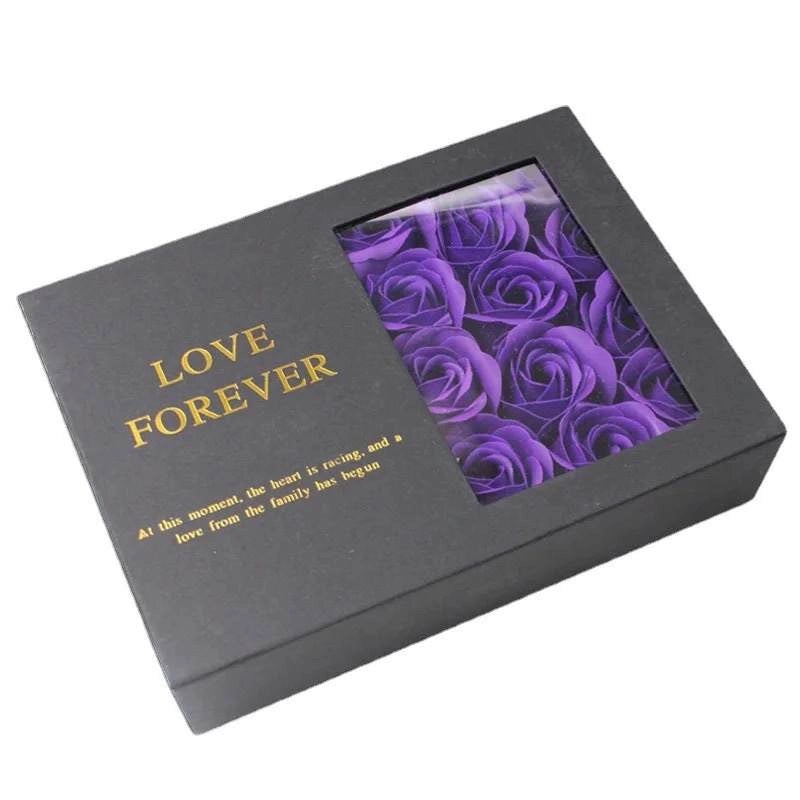Valentine's Day Gift Set with Soap Flower, Lipstick, Necklace in Flip Window Box|Jewelry & Gift Sets
