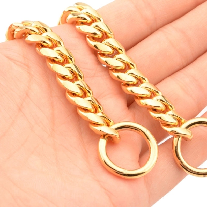 10mm Small Medium Pet Dog Chain Stainless Steel Titanium Gold Cuban Collar Necklace Cat Chain|Pet Accessories