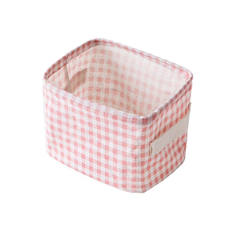 Foldable Cotton Linen Storage Basket for Cosmetics and Desktop Organizer|Home Storage & Organization