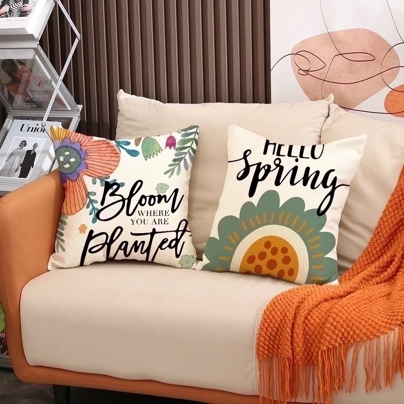 Colorful Letter Linen Pillow Covers Minimalist Design | Home Decor & Bedding