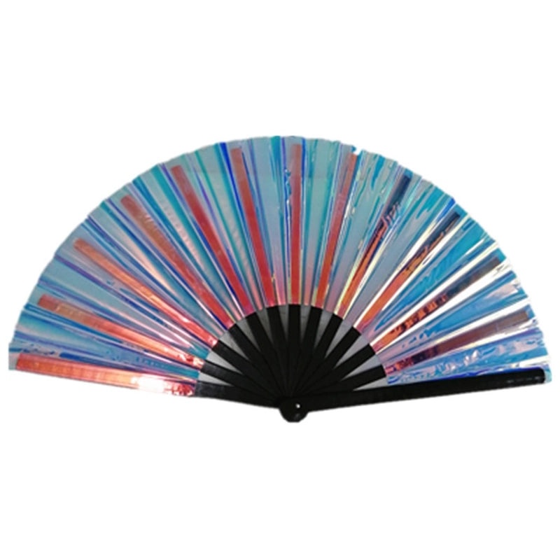10-inch Solid Color Bamboo Folding Fan with Laser Pattern | Fashion Accessories Fan
