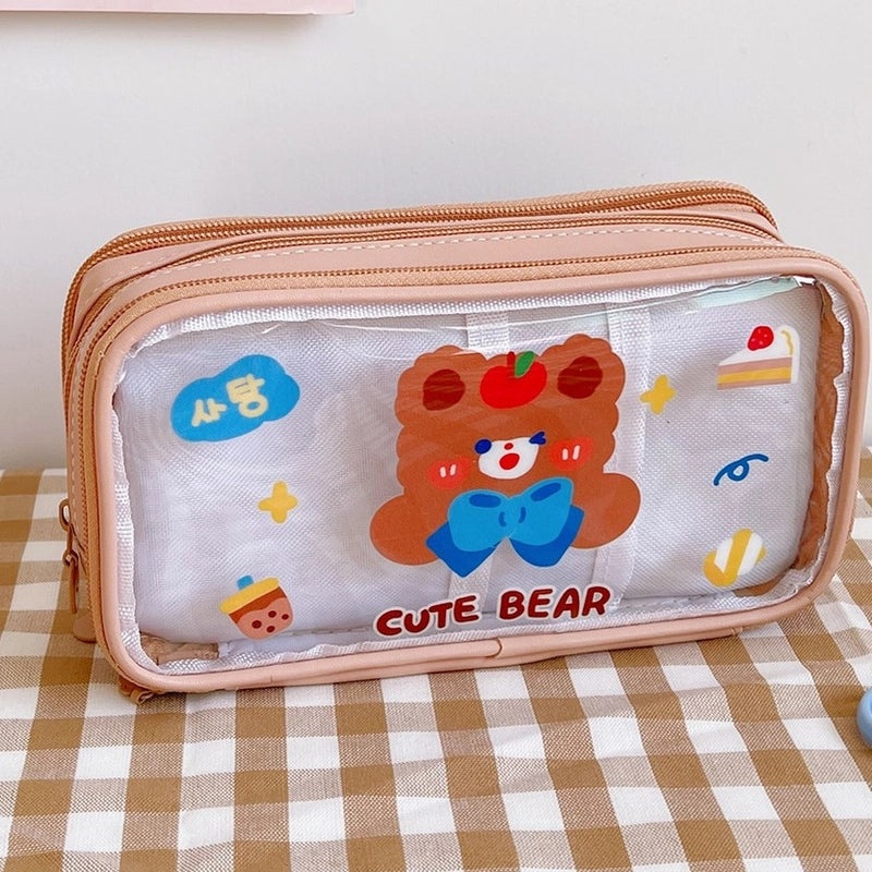 Clear Large Capacity Japanese Cartoon Pencil Case | Stationery Bags