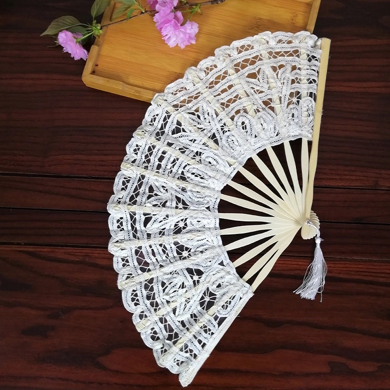 Vintage Bamboo Lace Folding Hand Fan 1 Piece|Accessories & Fashion