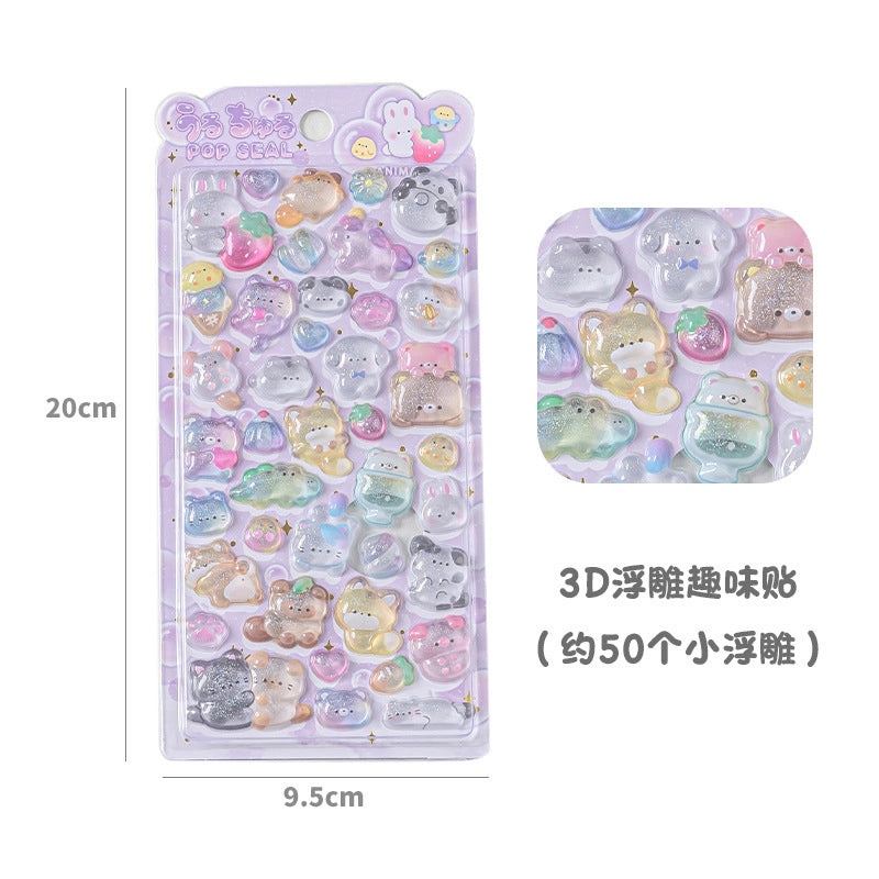 School Graduation Cartoon Epoxy Resin Stickers Set of 2|School Supplies & Stationery