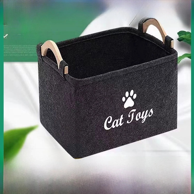 Felt Dog Toy Storage Basket for Home | Pet Storage